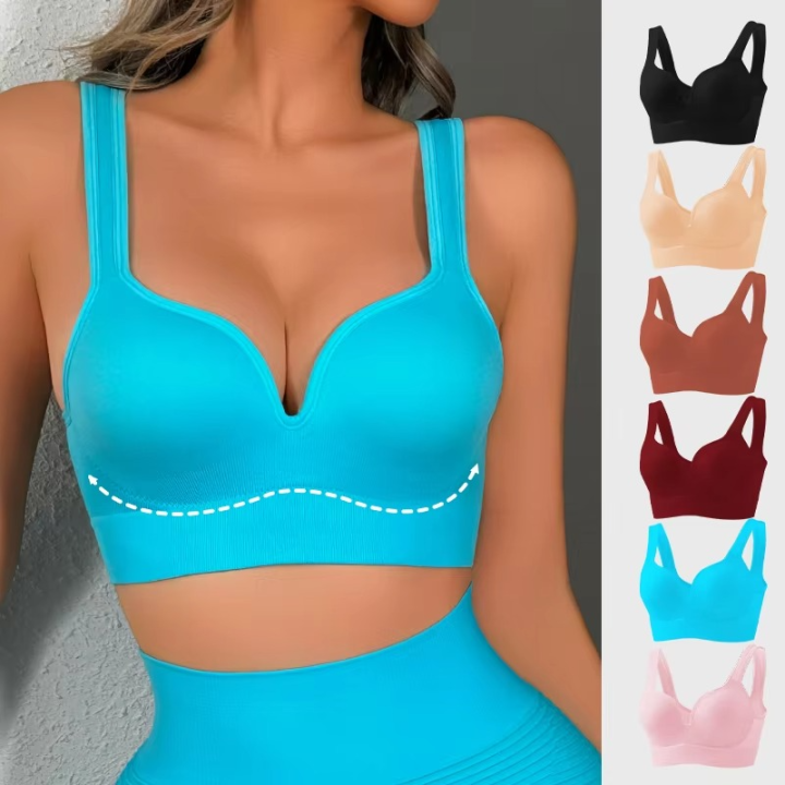 right Color Series Push up Brassier Seamless Sport Gym Bras With Wide Shoulder Straps U Back Yoga Outlet Solid Color Women Bra