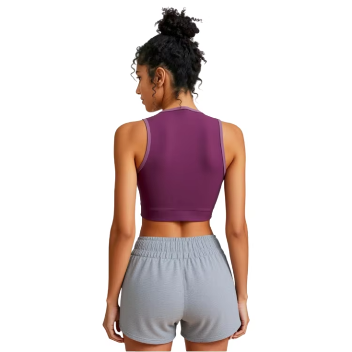 Women Sports Bra with Half Zip Front Spandex Fabric for OEM and ODM Custom Casual Yoga Set Activewear Comfort Fit