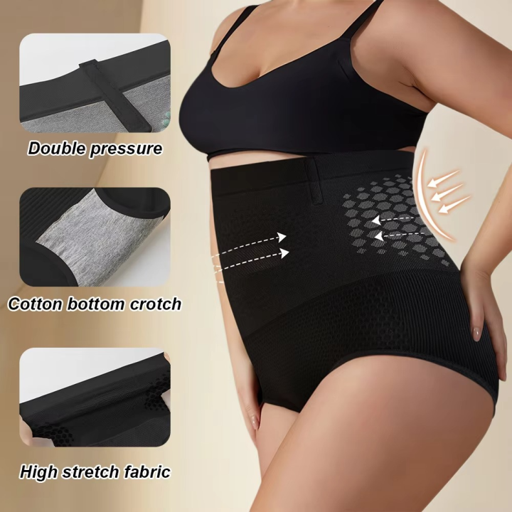 Women's Plus Size Seamless High Waist Panties Tummy Control Shapewear Postpartum Slimming Body Shaper Briefs Nylon Support