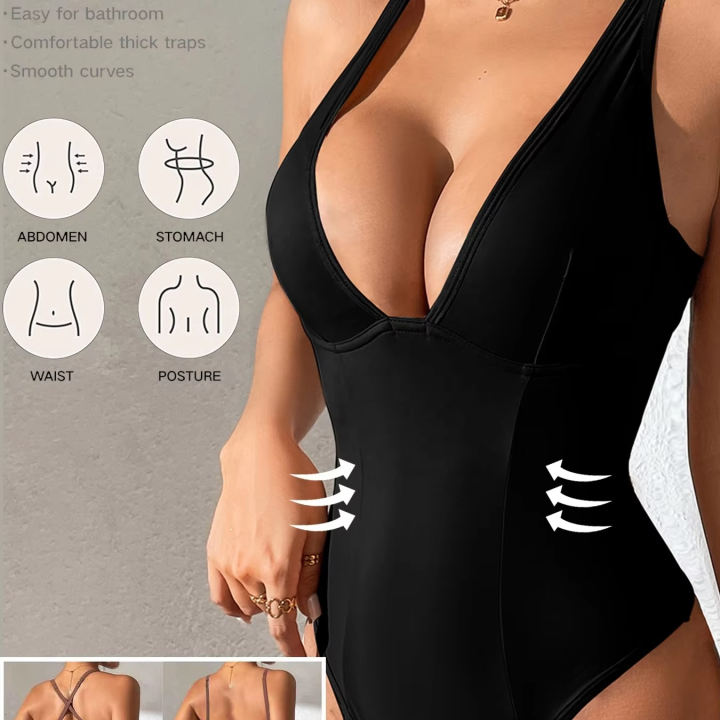 Cross Straps Design Deep V Neck Women Body Shaper Wear Tummy Control Corset for Sexy Ladies