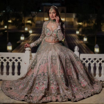 Latest Pakistani Ethnic Style Net Acetate Bridal Lehenga Choli Indian Women's Party Wedding Dress