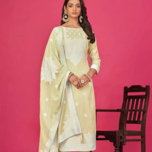 Women's Satin Silk Salwar Suit Heavy Zari Dooring Wide Range Japan's Pure Organic Fabric Weddings Parties Adults