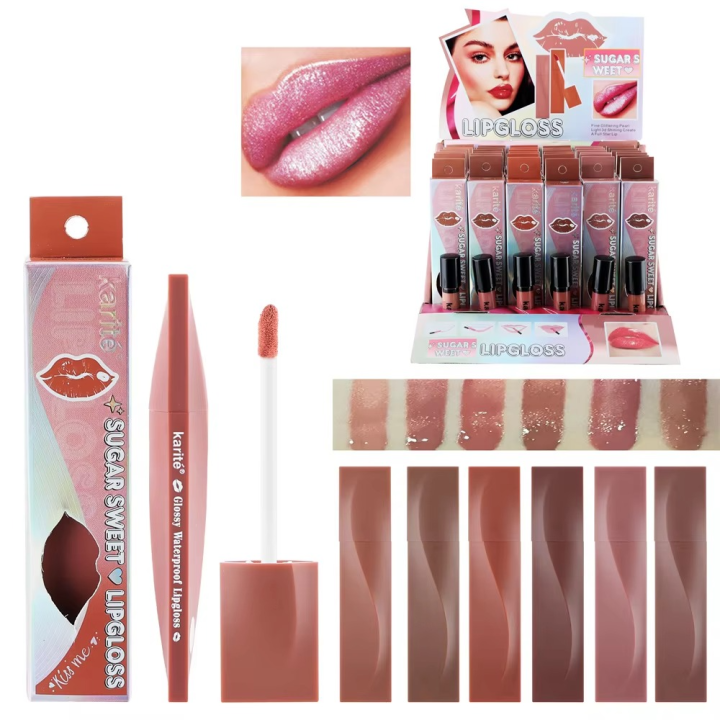 3ml High Shine Glitter Sugar Sweet Lip Gloss Customize Private Label Brand Logo Tube Packaging Fashion Cosmetic Makeup Lip Gloss