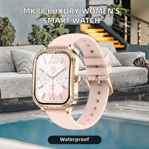 Luxury Magnetic Rubber Strap Smart Watch Women New Arrival 2025 Android Operating System Square IPS Display Waterproof IP67