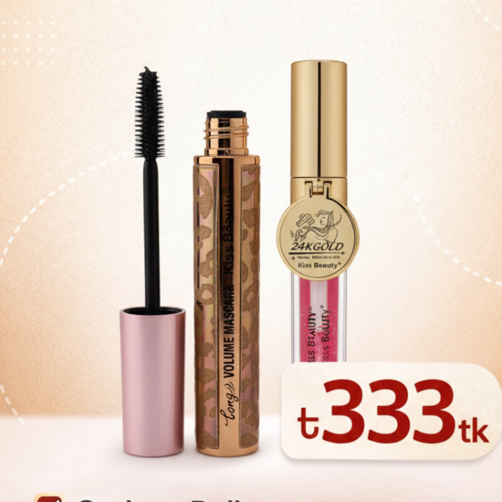 Combo!! Kiss Beauty Waterproof Mascara & Magic Lip Oil Combo